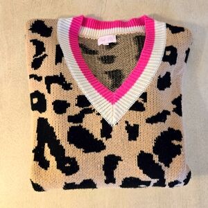 Pink Lily Leopard Print Sweater | M